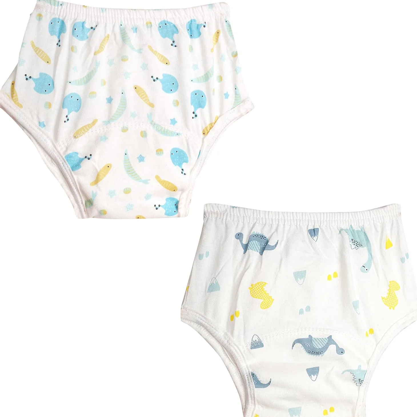 Adjustable & Washable Cloth Diaper Panty 2 Pk Dinosaurs And Fish Multicolour