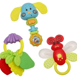 Animal And Fruit Multicolour Set of 3 Musical Rattle Teether