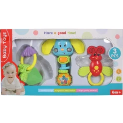 Animal And Fruit Multicolour Set of 3 Musical Rattle Teether
