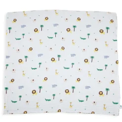 Animal Print White Small Print Muslin Blanket