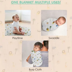 Animal Print White Small Print Muslin Blanket