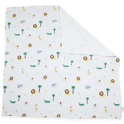 Animal Print White Small Print Muslin Blanket