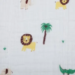 Animal Print White Small Print Muslin Blanket