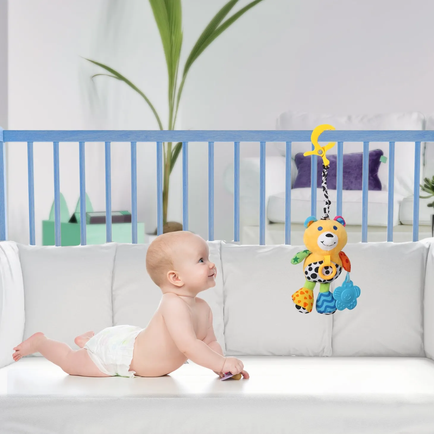 Animal Yellow Hanging Pulling Toy With Teether