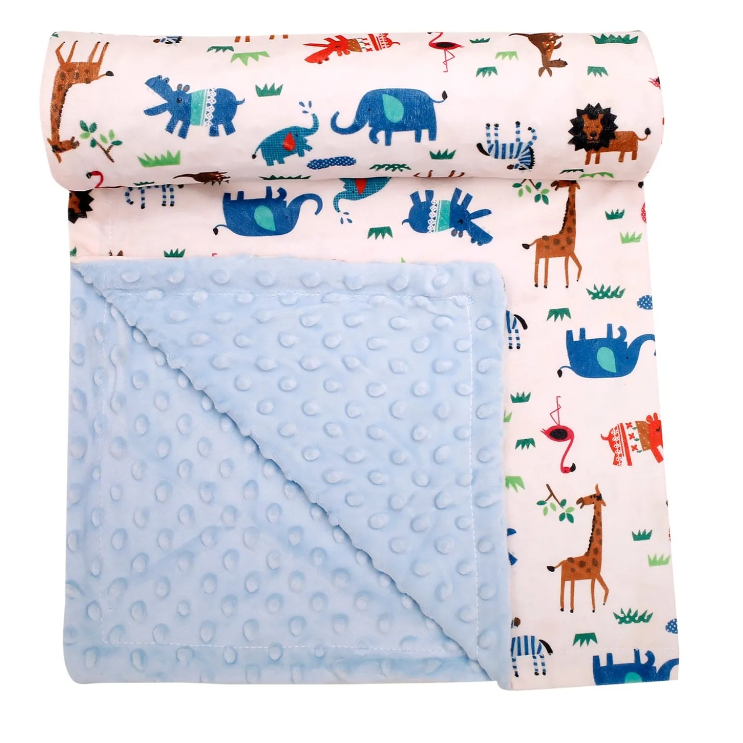Animals And Grass Blue Blanket