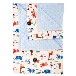 Animals And Grass Blue Blanket