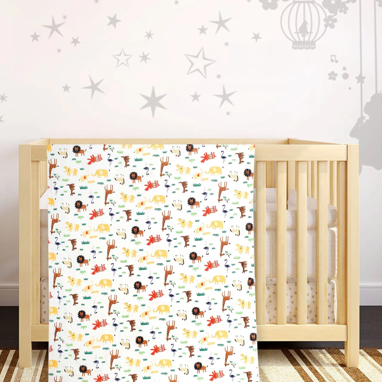 Animals And Grass Cream Blanket