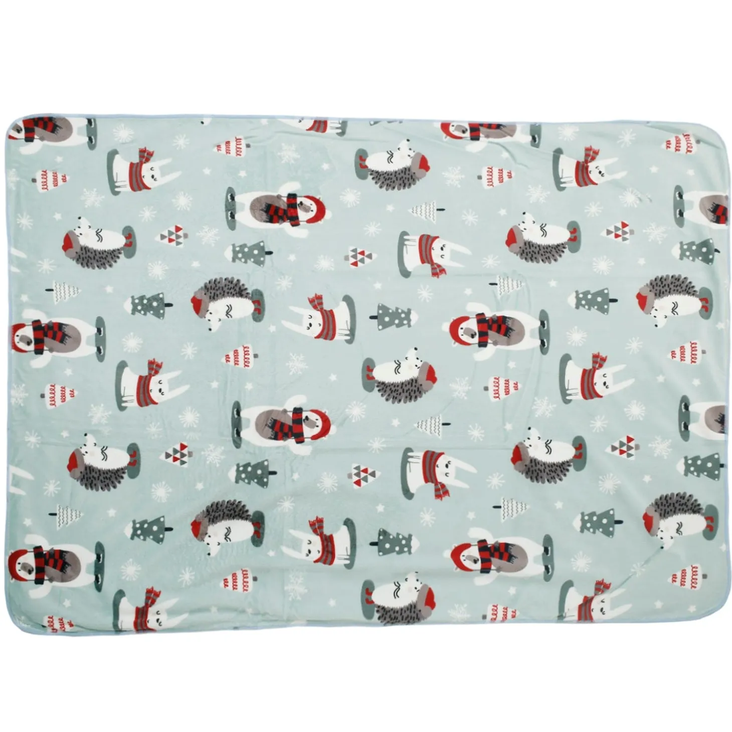 Arctic Animals Mint Green Double Sided Fur Blanket