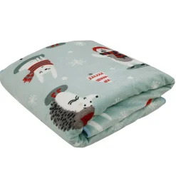 Arctic Animals Mint Green Double Sided Fur Blanket