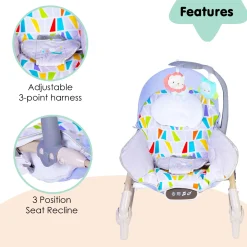 Automatic 3 Position Seat Recliner Bouncer Abstract Grey