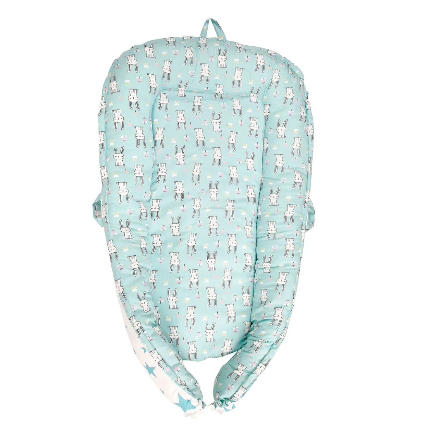 Baby Bed Cum Carry Nest Star And Rabbit Blue