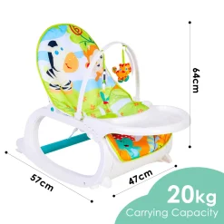 Baby Moo 2 In 1 Rocker Cum Feeding Chair 20 Kg Green