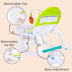Baby Moo 2 In 1 Rocker Cum Feeding Chair 20 Kg Green