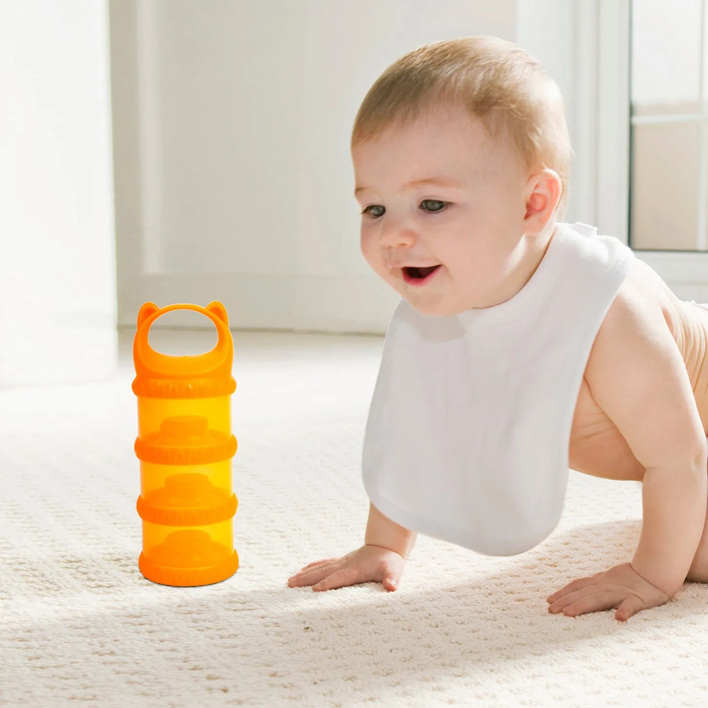 Baby Moo 3 Layer Portable BPA Free Milk Powder Container - Orange