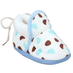 Baby Moo Abstract Spots Soft Slip-On Anti-Skid Plush Warm Booties - Blue