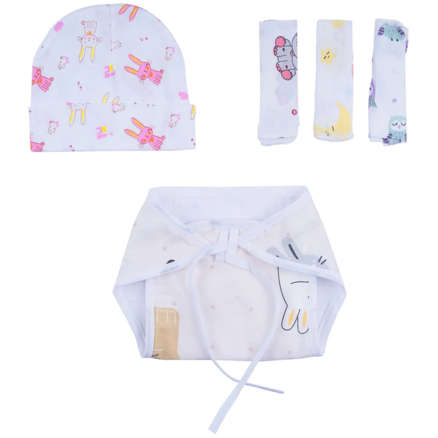 Baby Moo Adorable Animal Print Infant Essentials 10 Pcs Muslin Clothing Gift Set - Multicolour