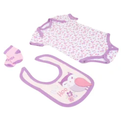 Baby Moo Adorable Gift Set 5 Piece With Bodysuits, Pyjama, Bib And Socks - Purple