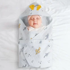 Baby Moo Aeroplane Soft Warm Hooded Wrapper - White