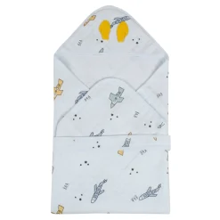 Baby Moo Aeroplane Soft Warm Hooded Wrapper - White