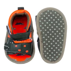 Baby Moo Alligator Velcro Straps Anti-Skid Open Toe Sandals - Green, Orange