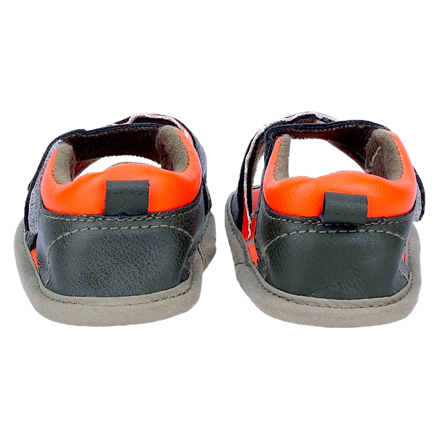 Baby Moo Alligator Velcro Straps Anti-Skid Open Toe Sandals - Green, Orange