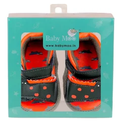 Baby Moo Alligator Velcro Straps Anti-Skid Open Toe Sandals - Green, Orange