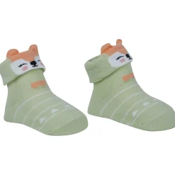Baby Moo Animal 3D Anti-Skid Socks Booties Pack of 6 - Blue, Green
