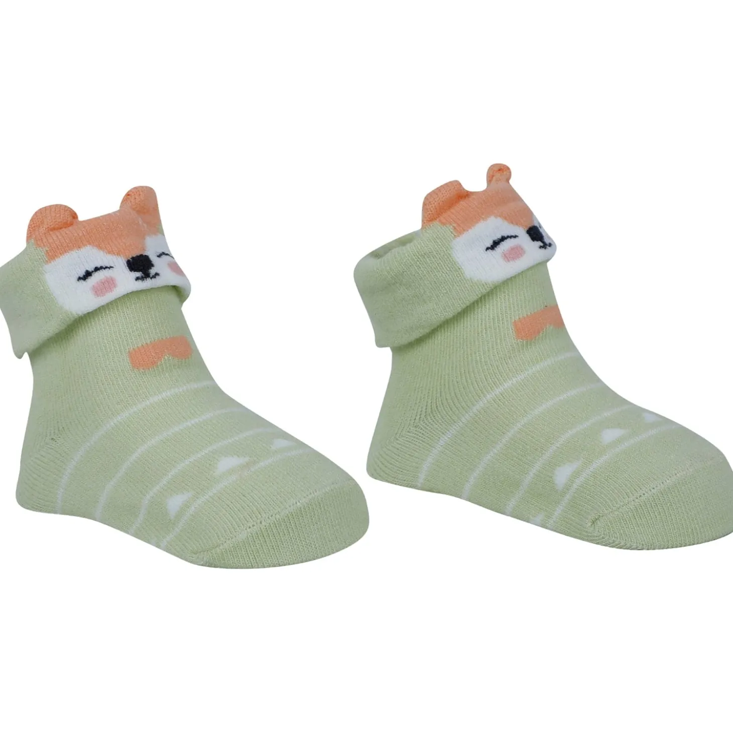 Baby Moo Animal 3D Anti-Skid Socks Booties Pack of 6 - Blue, Green