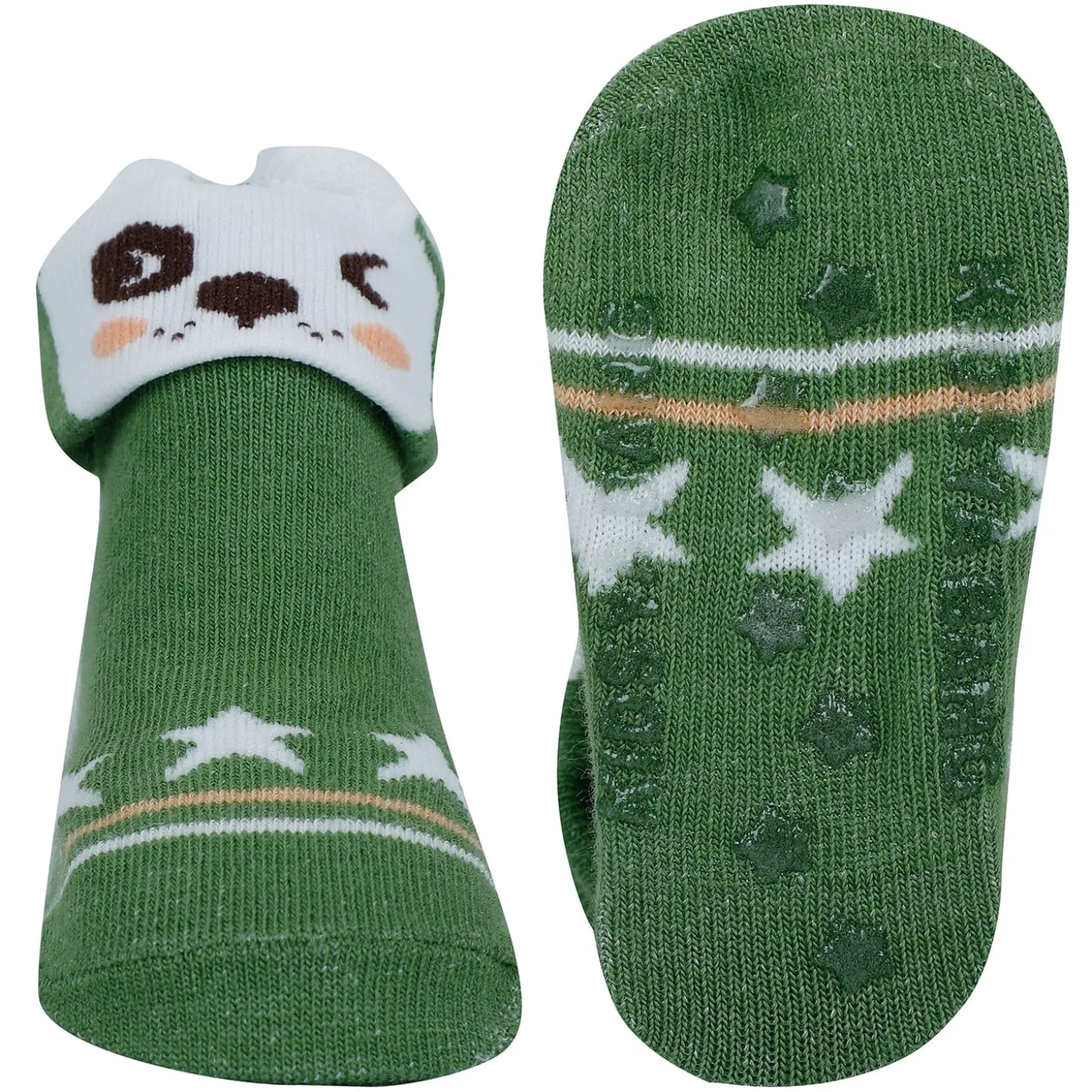 Baby Moo Animal 3D Anti-Skid Socks Booties Pack of 6 - Blue, Green