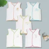Baby Moo Animal Embroidery V-Neck Sleeveless Front Opening Button Cotton Jhablas 5 Pcs - Multicolour, White