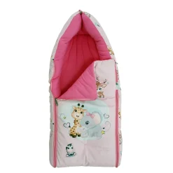 Baby Moo Animal Kingdom Premium Carry Nest Velvet With Hosiery Lining Sleeping Bag - Pink