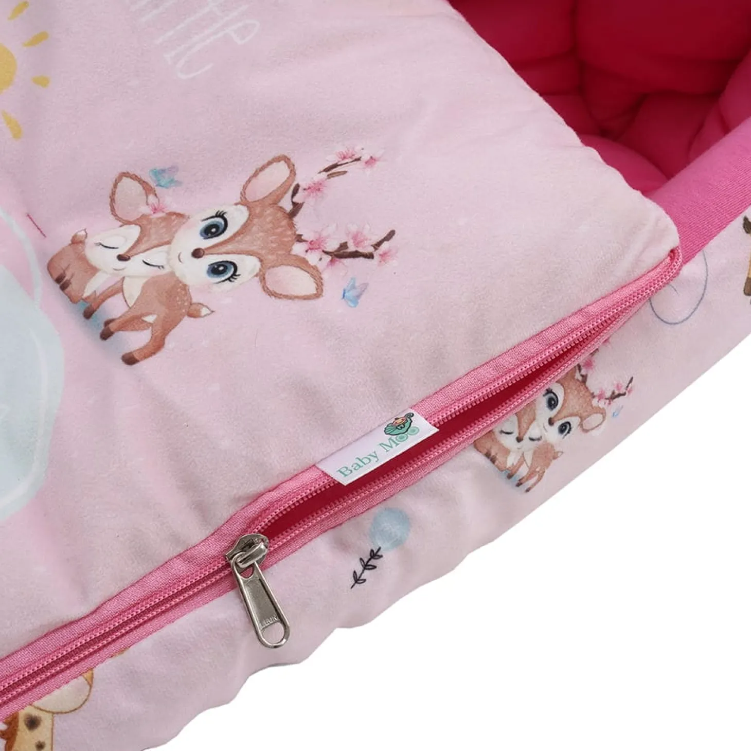 Baby Moo Animal Kingdom Premium Carry Nest Velvet With Hosiery Lining Sleeping Bag - Pink