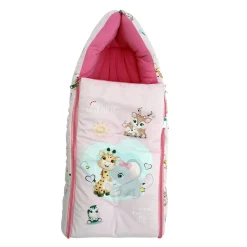 Baby Moo Animal Kingdom Premium Carry Nest Velvet With Hosiery Lining Sleeping Bag - Pink