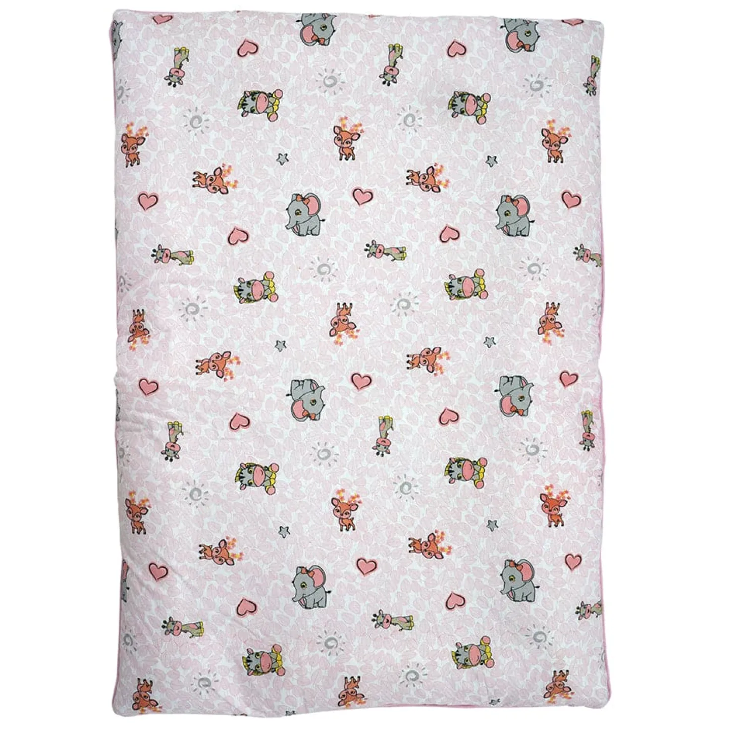 Baby Moo Animal Kingdom Soft Velvet U Pillow, 2 Side Bolsters Mattress Set - Pink