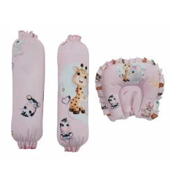 Baby Moo Animal Kingdom Velvet Side Bolster And U Shape Matching Pillow Set - Pink