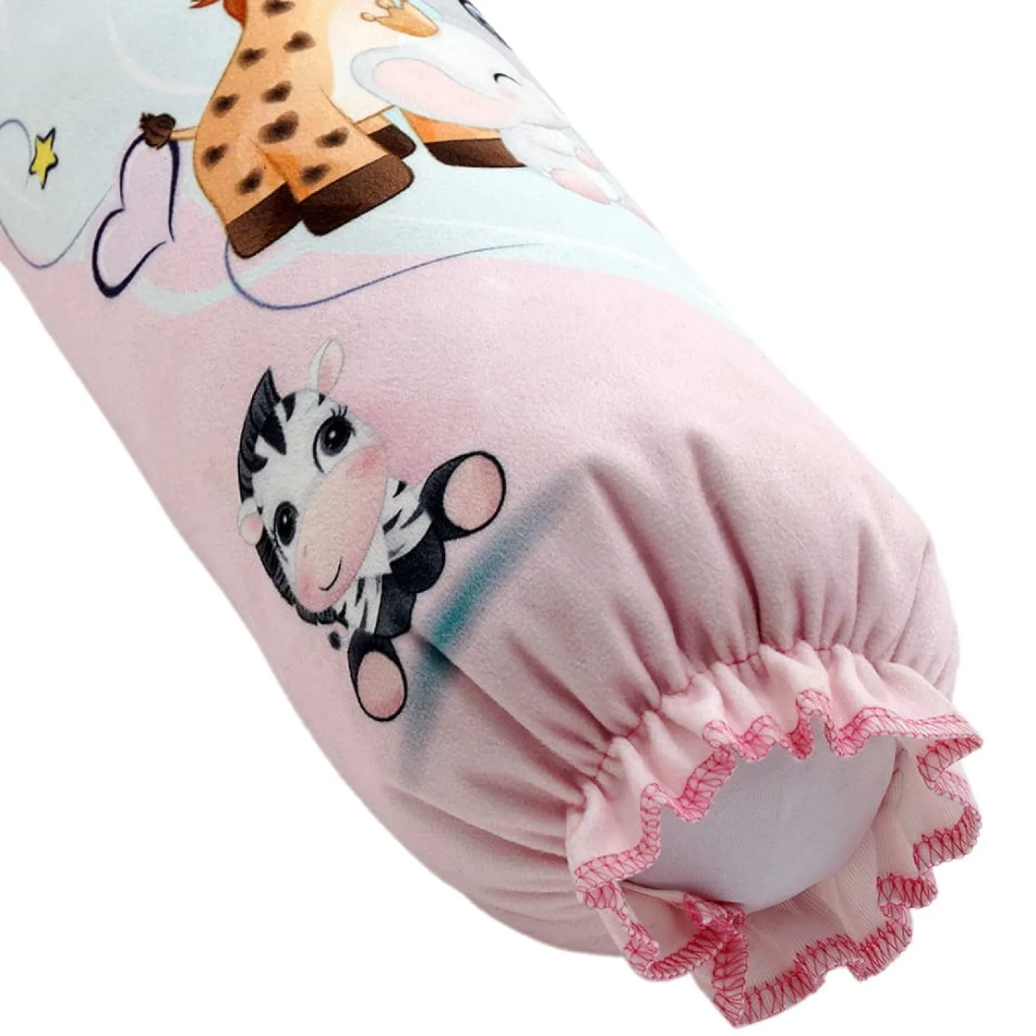 Baby Moo Animal Kingdom Velvet Side Bolster And U Shape Matching Pillow Set - Pink