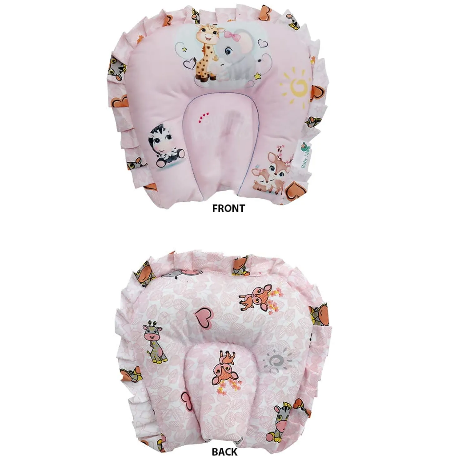 Baby Moo Animal Kingdom Velvet Side Bolster And U Shape Matching Pillow Set - Pink