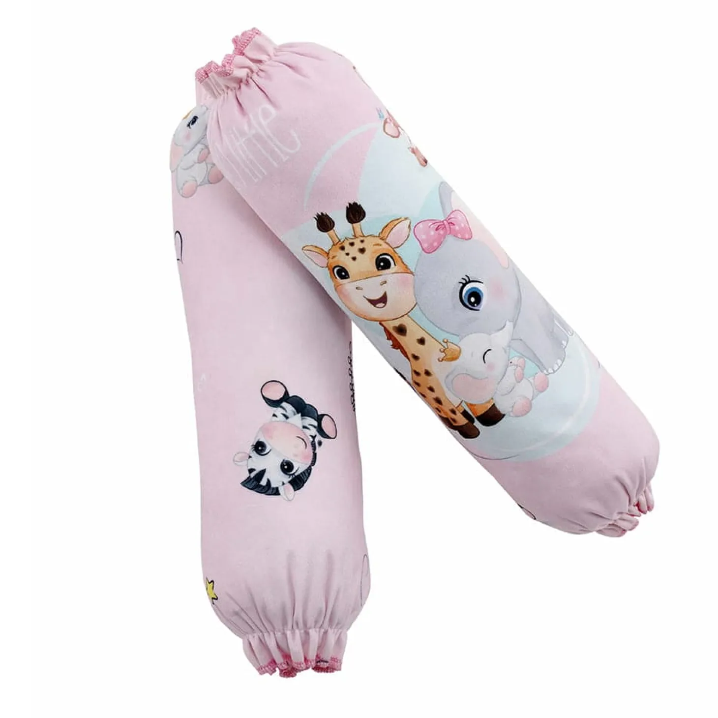 Baby Moo Animal Kingdom Velvet Side Bolster And U Shape Matching Pillow Set - Pink