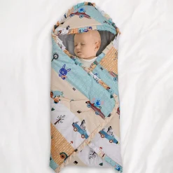Baby Moo Animal Safari Premium Quilted Hood Wrapper - Yellow