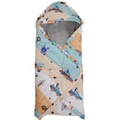Baby Moo Animal Safari Premium Quilted Hood Wrapper - Yellow