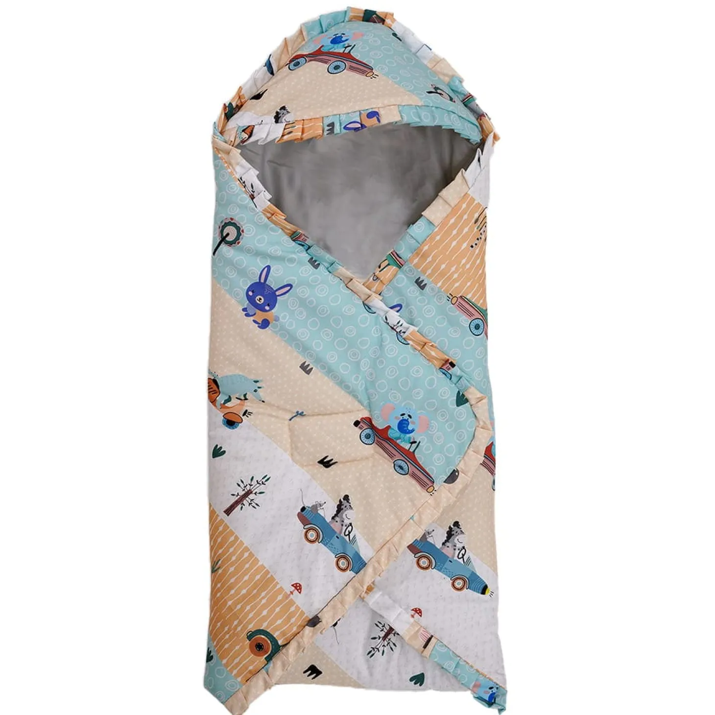 Baby Moo Animal Safari Premium Quilted Hood Wrapper - Yellow