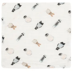 Baby Moo Animal Soft And Absorbent Muslin Napkins Set of 5 Wash Cloth - White