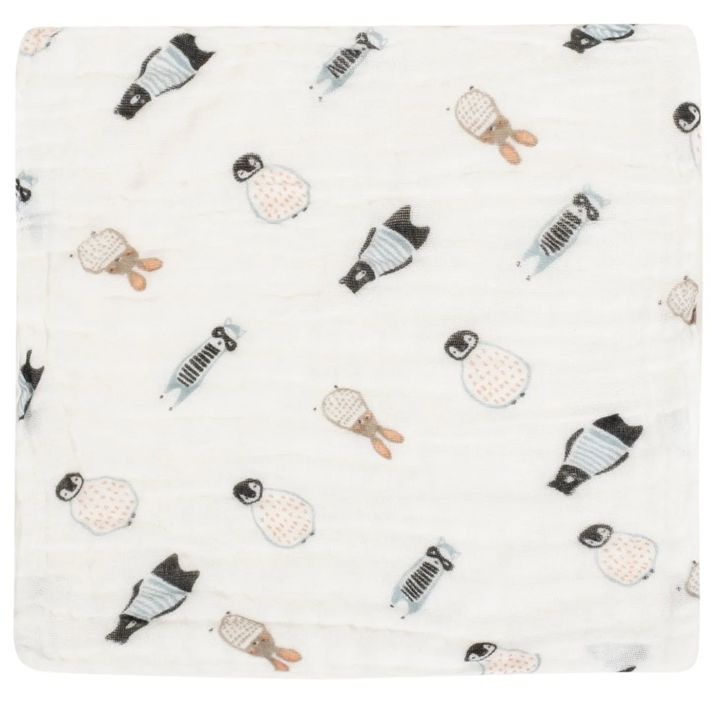 Baby Moo Animal Soft And Absorbent Muslin Napkins Set of 5 Wash Cloth - White