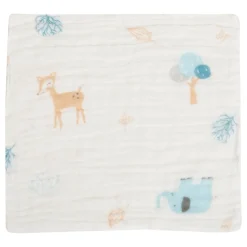 Baby Moo Animal Soft And Absorbent Muslin Napkins Set of 5 Wash Cloth - White