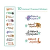 Baby Moo Animals Personalised Name Self Adhesive Transparent Embossed Stickers, 3D Labels 10 Pcs Stationery Set for Children - Multicolour