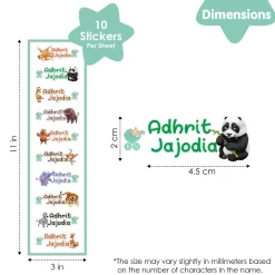 Baby Moo Animals Personalised Name Self Adhesive Transparent Embossed Stickers, 3D Labels 20 Pcs Stationery Set for Children - Multicolour