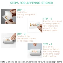 Baby Moo Animals Personalised Name Self Adhesive Transparent Embossed Stickers, 3D Labels 20 Pcs Stationery Set for Children - Multicolour