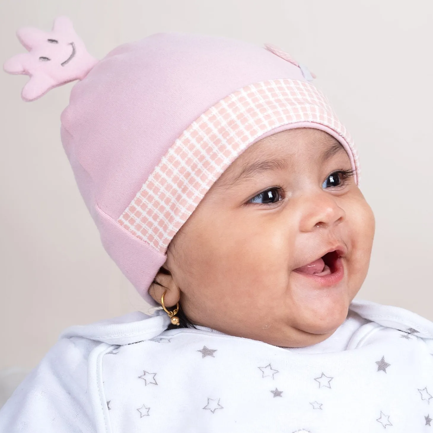 Baby Moo Antler All Season Stretchable Hosiery Warm 3D Beanie Cap - Pink