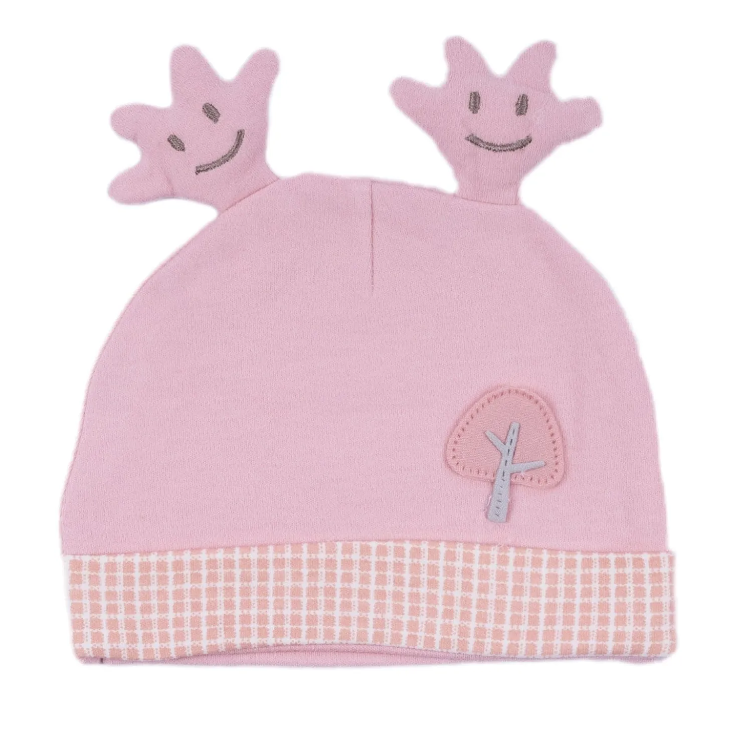 Baby Moo Antler All Season Stretchable Hosiery Warm 3D Beanie Cap - Pink
