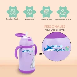 Baby Moo Aqua Personalised Name Self Adhesive Transparent Embossed Stickers, 3D Labels 20 Pcs Stationery Set for Children - Blue